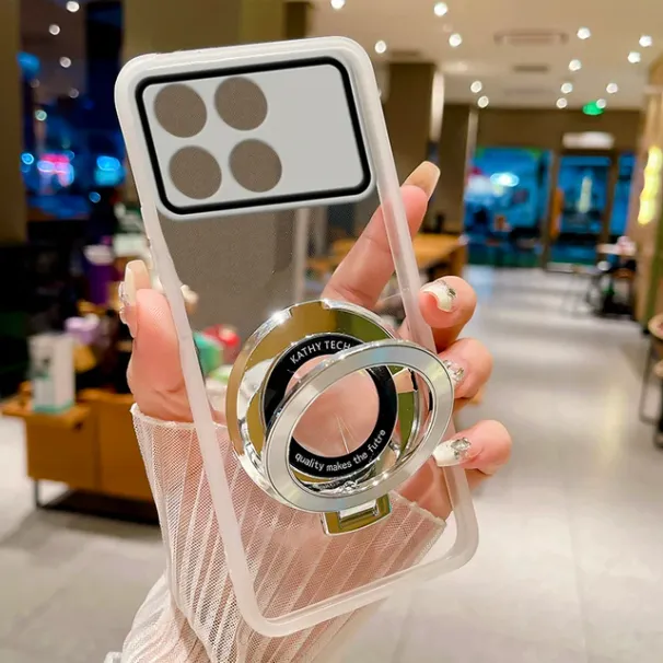 Custodia per telefono per Poco F6 Pro Trasparente antiurto Custodia morbida con supporto magnetico Protezione completa della fotocamera_voghion.com