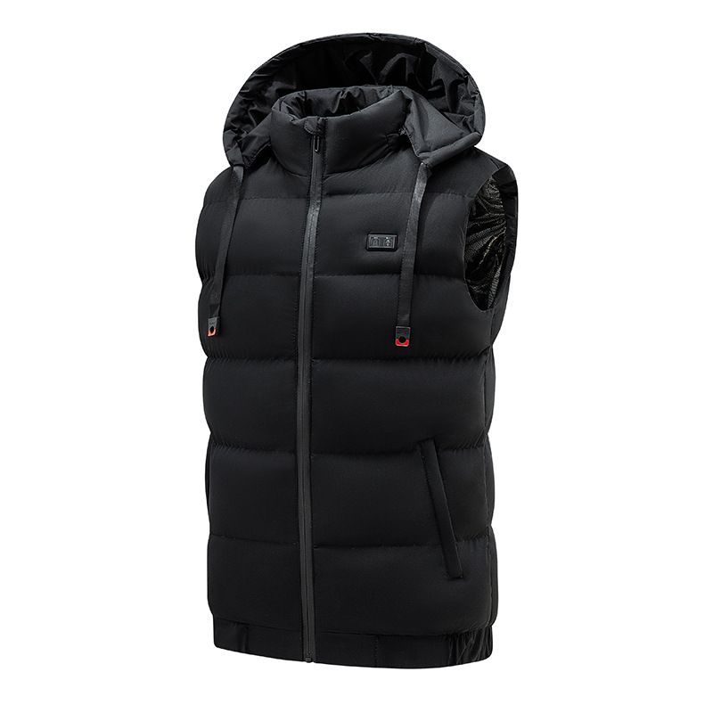 dual-control heating vest nine-zone charging smart heating vest men's hooded warm cotton jacket wholesale_voghion.com