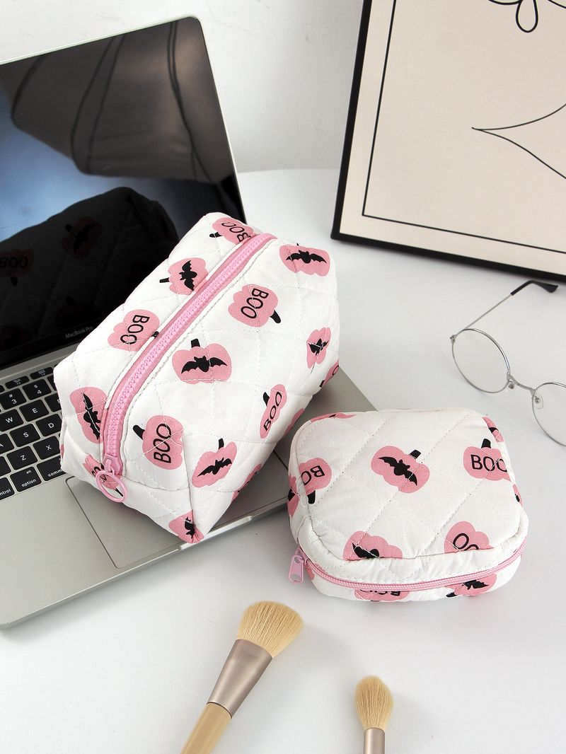 Luggage Halloween Bat Spider Element Large Capacity Makeup Storage Wash Quilted Small Bag_voghion.com