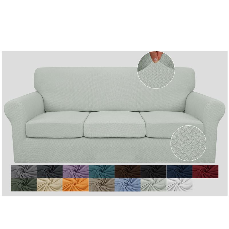 Solid color knitted knot jacquard thickened elastic sofa cover independent cushion full cover sofa cushion cover_voghion.com