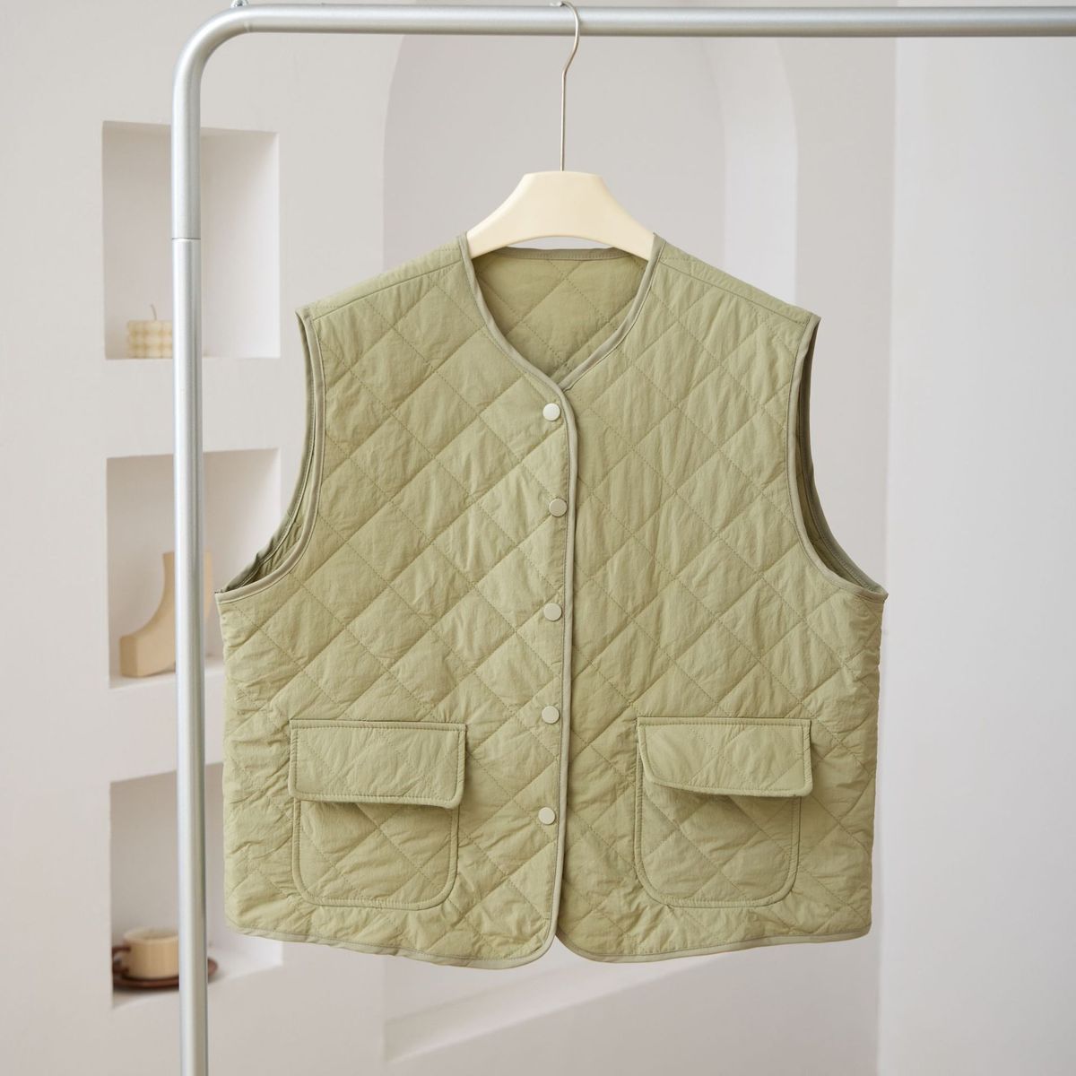Nouveau gilet polyvalent automne hiver avec gilet col en V sans manches à pince en coton, veste décontractée chaude et ample_voghion.com