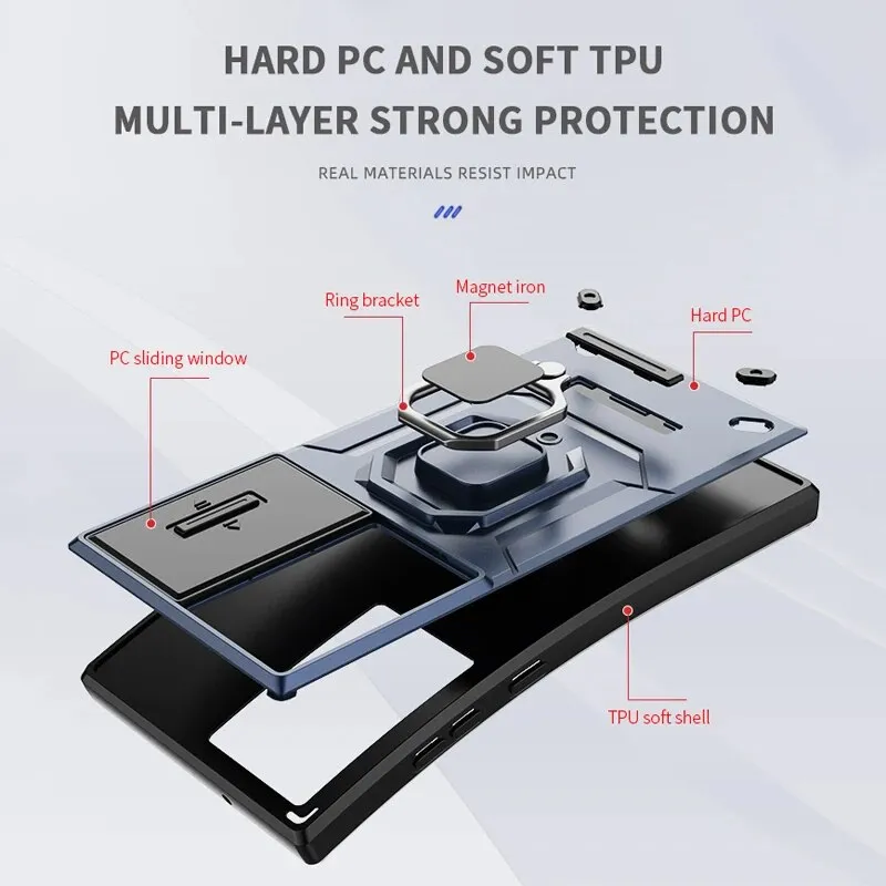 Bananq – coque de caméra à objectif coulissant, étui avec anneau Ultra magnétique pour Samsung A54 A34 A24 A14 A13 4G 5G M34 S24 S23 Plus_voghion.com