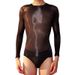 2025d Long Sleeve Tight Swimsuit See-through High Elastic Sexy Lingerie Transparent Top Glossy Silky Horse Oil Stockings_voghion.com