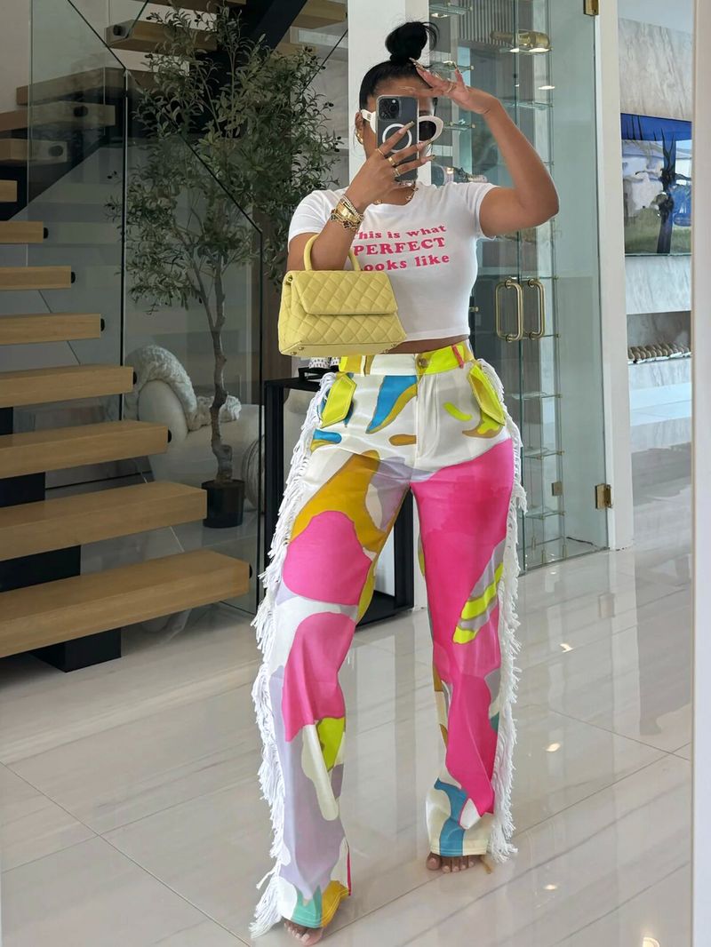 Venta caliente de ropa para mujer Pantalones acampanados con personalidad de moda Pantalones casuales de pierna ancha_voghion.com