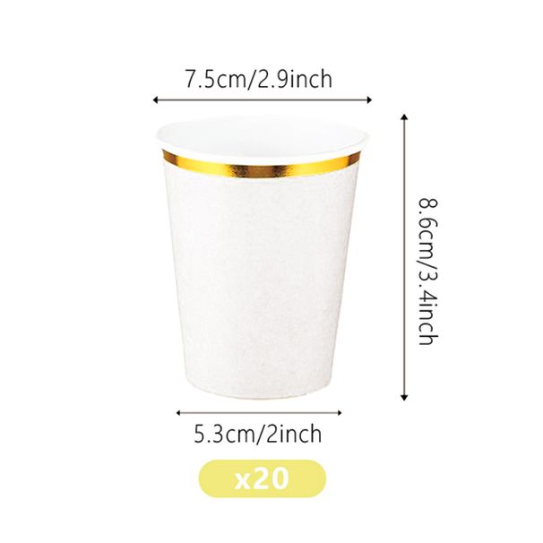 Elegante set di stoviglie per feste in lamina bianca e oro - 20 pezzi di piatti, bicchieri e tovaglioli usa e getta per le celebrazioni_voghion.com