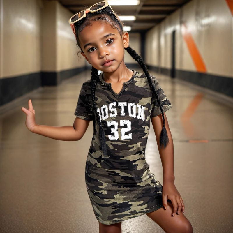 Kids’ Clothing Girls Spring And Summer Dresses Girls Fashion Camouflage Print Girls Fashion Dresses Summer Clothes_voghion.com