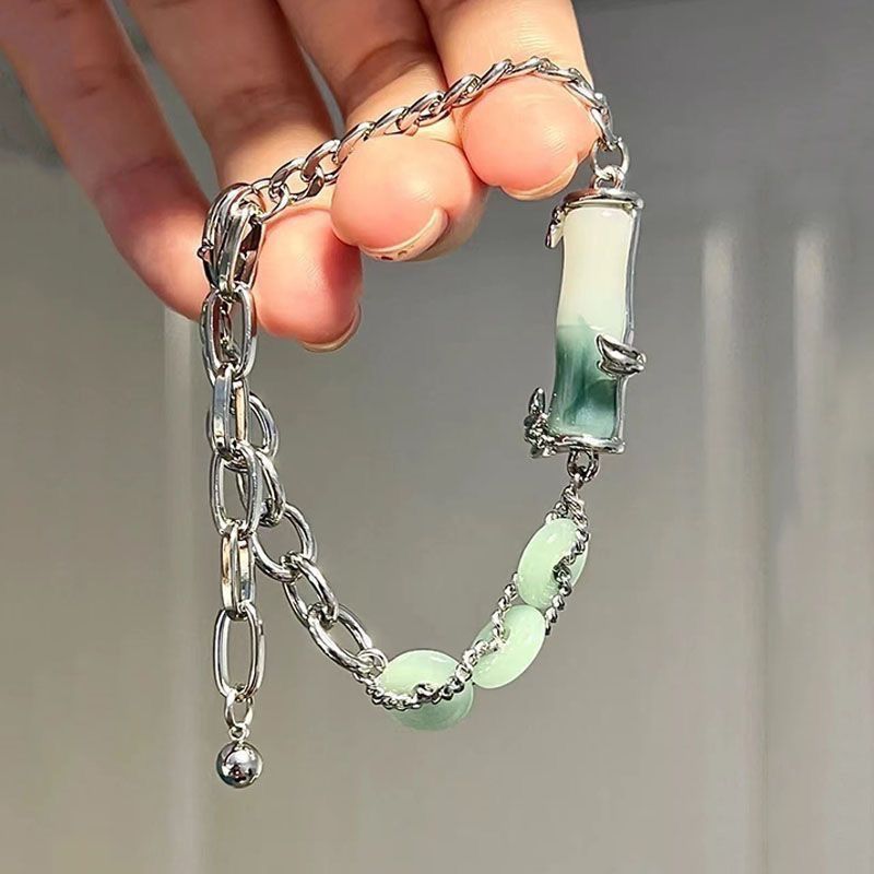 Braccialetto con zirconi per ragazze, dolce e fresco, design semplice e versatile, a forma di cuore cavo per studenti._voghion.com