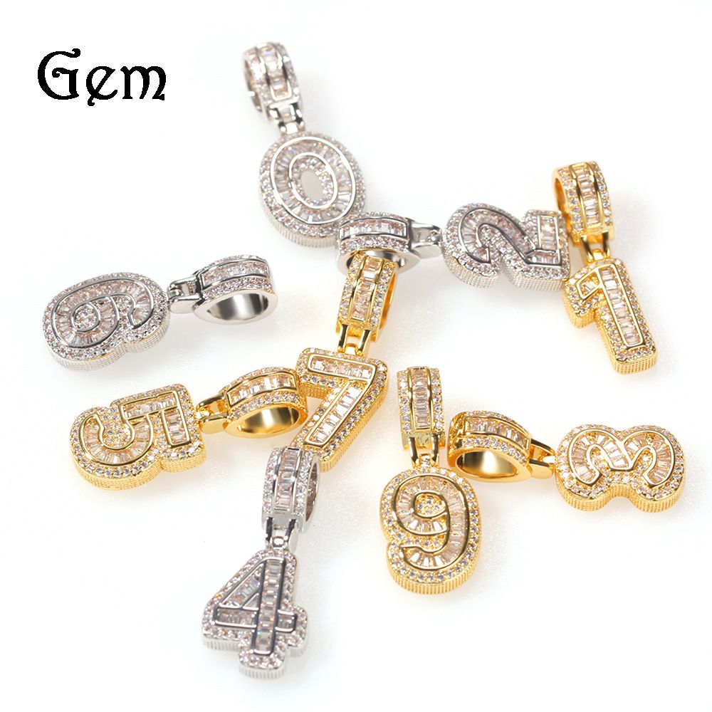 Nouveau pendentif en zircon style hip-hop numérique « Ice Sugar », design alternatif et tendance, pour colliers et accessoires de personnalisation._voghion.com