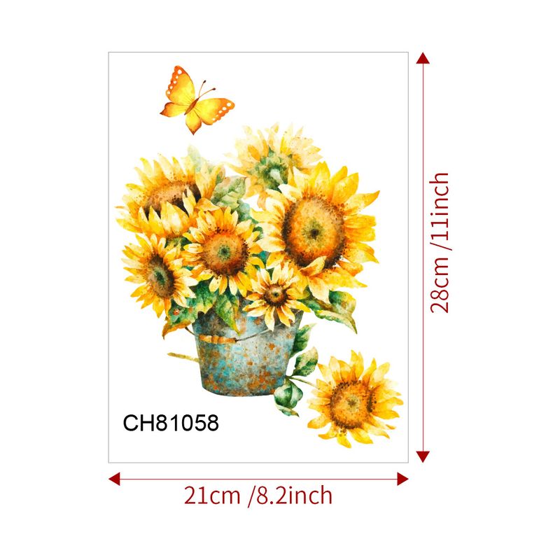 Pegatinas de pared autoadhesivas para baño, decoración del hogar, serie CH de PVC con plantas y flores_voghion.com