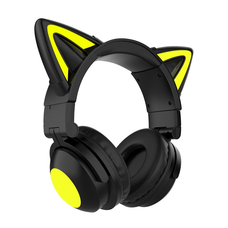 Bluetooth-compatible Headphone Colorful Luminous Cat Ear Shape Stereo Music Wireless Gaming Headset For Mobile Phone_voghion.com