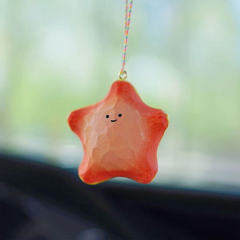 Study Room National Exam Wood Carving Lucky Star Cute Car Hanging Pendant Aromatherapy Carrier Rearview Good Luck_voghion.com