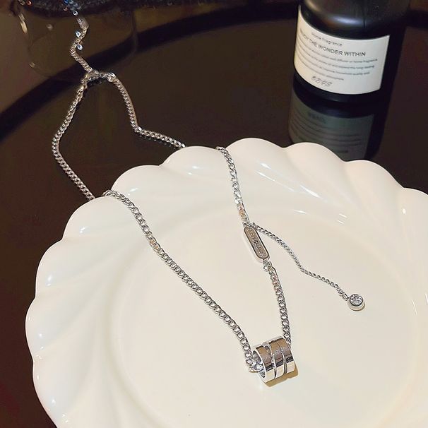 Koreansk version våren nya titan stål geometriskt halsband kvinnlig icke-blekande diamantkedja nyckelbenskedja_voghion.com