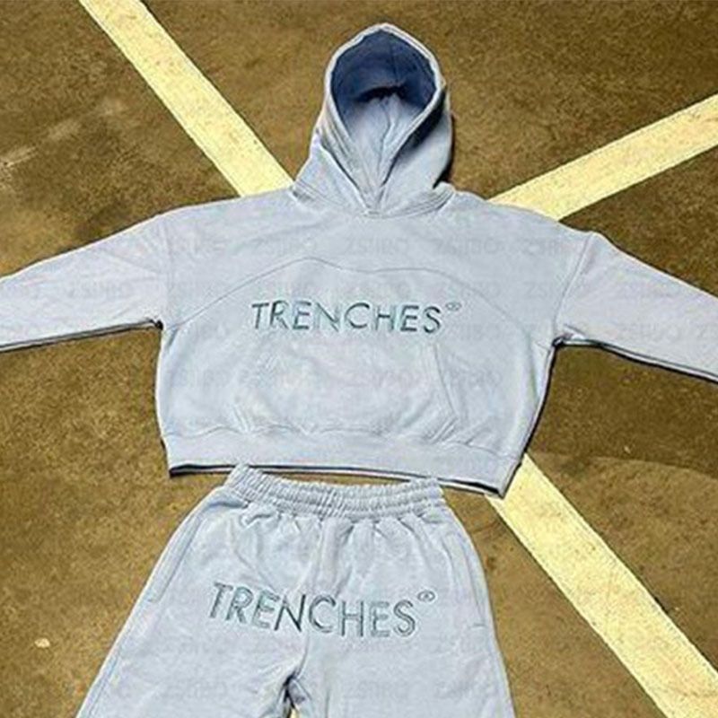 Amerikanische Mode, einfacher, lockerer Kapuzenpullover im Pendlerstil mit gestickten Buchstaben, Kapuzenpullover, Jogginghose für Männer und Frauen_voghion.com