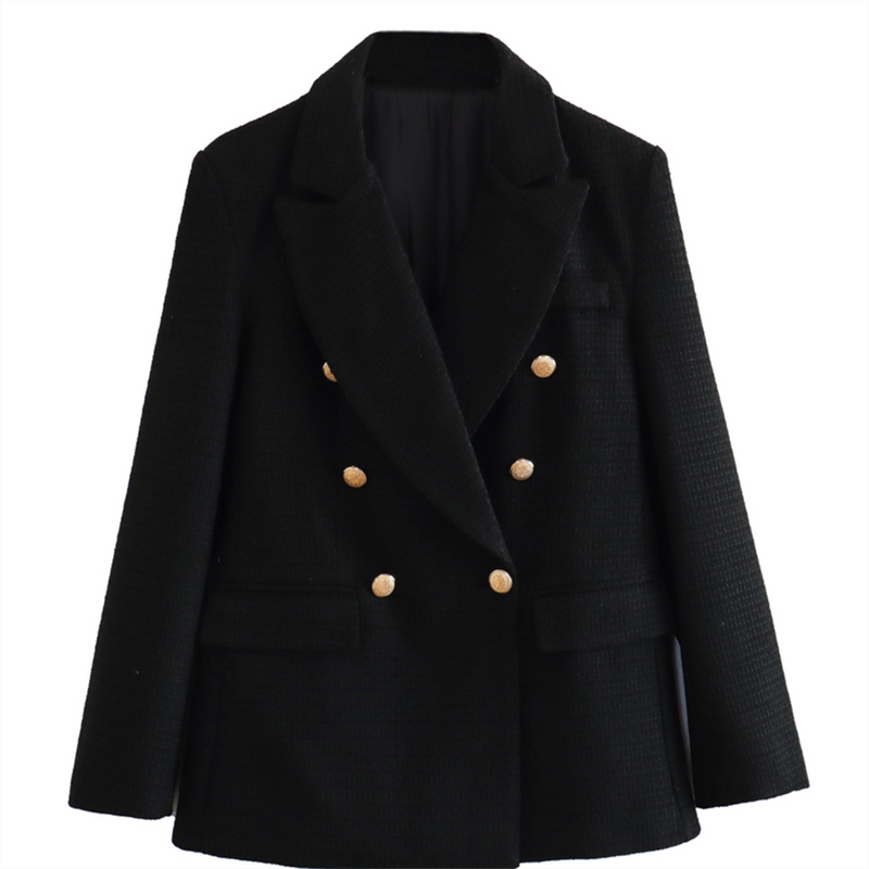 2023 New Women's High quality Fashion Double breasted Casual Blazer_voghion.com