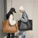 Black Color Oversized s for Women 2021 Lightweight Big Capacity Soft Leather Shoulder Bag Unisex Simple Fashion_voghion.com
