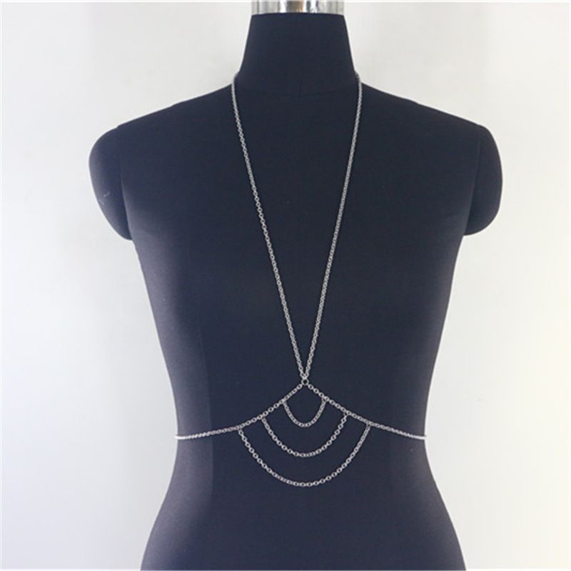 YL2306 Europeisk och amerikansk kroppskedja fabrikstillförsel mode flerskiktad vågig tofskedja hängande halsväst kroppskedja_voghion.com