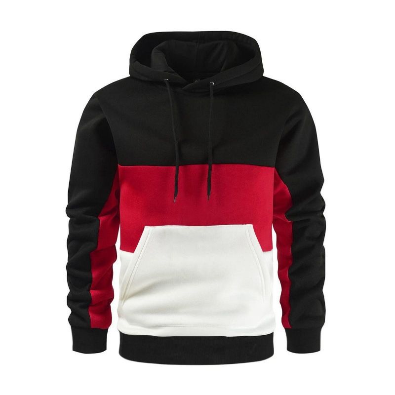 Herrenbekleidung Spot Herbst und Winter Dreifarbiges Kapuzenpullover Warm Plus Samt Dicker Pullover Sweatshirt Trendy Lockere Lange Ärmel_voghion.com