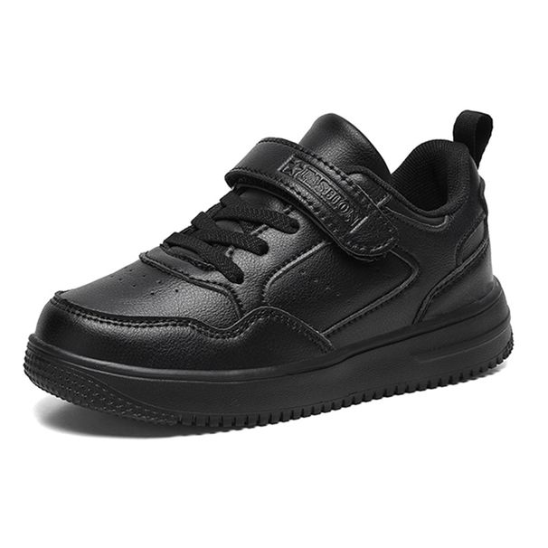Baskets décontractées en cuir noir pour enfants, chaussures de marche plates antidérapantes pour filles, chaussures de sport légères et de Tennis_voghion.com