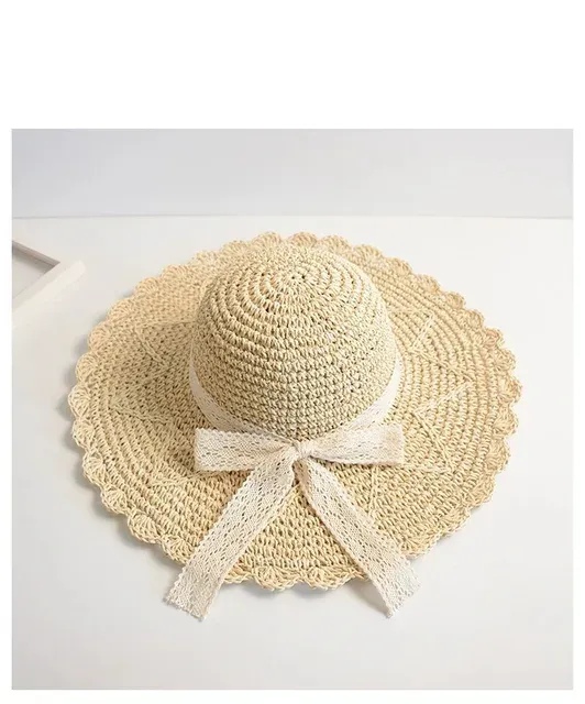 Hot Sale Hot Sale Summer Women Beach Foldable Hollow Lace Trim Straw Girls Outdoor Travel Wide Brim Casual Bucket Hats Sunscreen Hat_voghion.com