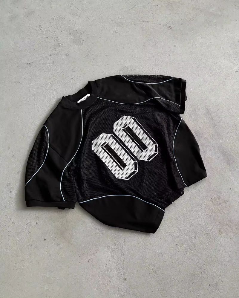 Men's Clothing Summer New Y2K Mesh Patchwork Digital Printing Tops Loose Pullover T Shirt_voghion.com