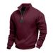 Felpa casual invernale da uomo con cappuccio, mezza zip, collo alto, foderata in pile e logo Tafle - Felpa con cappuccio dalla vestibilità comoda_voghion.com