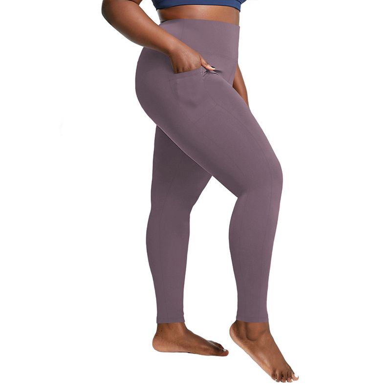 Dobbelte sidelommer plus size yogabukser 1XL-5XL højtaljede sports-leggings i stor størrelse_voghion.com