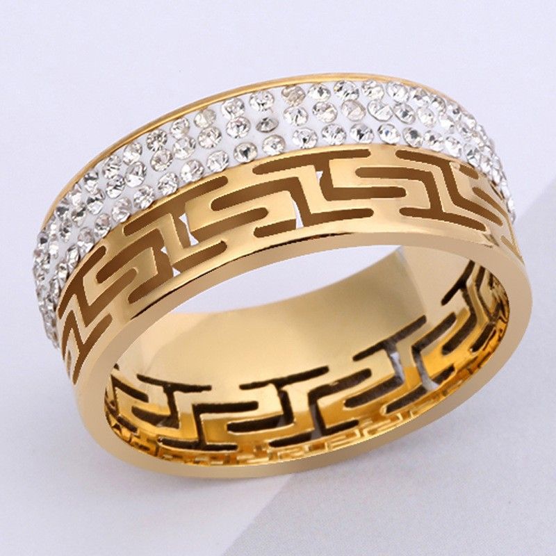 Edelstahlschmuck Mehrere Stile Geschliffener Diamant Eingelegte Titanstahl Paarringe Bänder_voghion.com