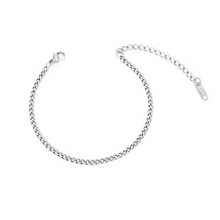 INS Blade Acciaio Inossidabile Cubano Vuoto Oro Cavigliera di Lusso di Alta Qualità in Titanio con Bracciale in Argento_voghion.com