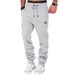 Men's Casual Jogger Pants With Leather Label - Polyester Fleece-Lined Sweatpants For Winter, Elastic Cuffs, Relaxed Fit, Solid Color_voghion.com