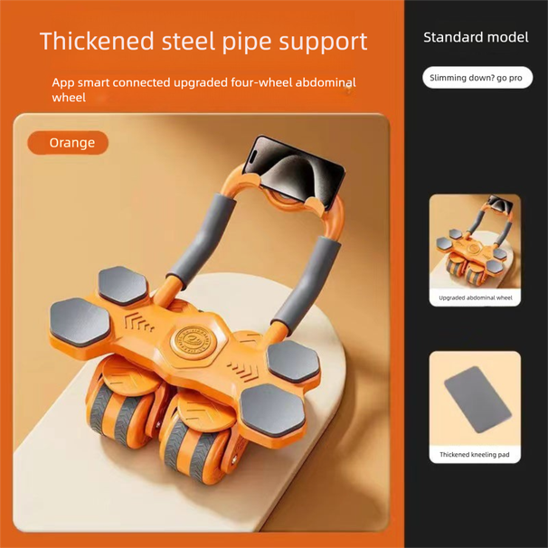 Supporto per gomito con rimbalzo automatico, ruota per muscoli addominali a quattro ruote, attrezzatura per il fitness per la perdita di grasso addominale per uso domestico_voghion.com