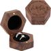 Solid Wood Hexagonal Magnetic Black Velvet Lined Walnut Single Jewelry Couple Ring Box_voghion.com