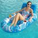 Aufblasbarer Loungesessel mit Blattmuster – 3-in-1-Pool-Schwimmfloß mit Getränkehalter, tragbare Luftmatratze (schnell aufblasend, strapazierfähiges PVC)_voghion.com