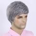 Synthetic Clip-in Men's New Wigs Men's Gray Side Parted Short Wigs Elastic Net Middle Aged And Elderly Fashion Wigs Are Now_voghion.com