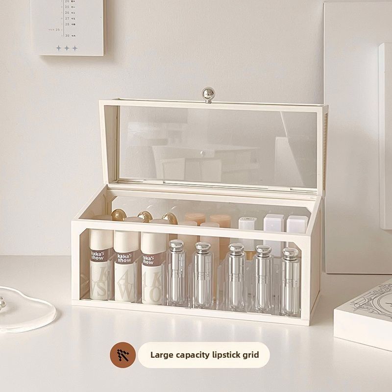 Cosmetische opbergdoos voor op het bureau, hoogwaardig huis, transparant, stofdicht, kaptafel, huidverzorgingslade, organizer_voghion.com