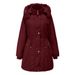 high-end women's cotton fleece mid-length black large size hooded cotton jacket warm fleece coat_voghion.com