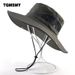 Solid color sun hats for men Outdoor Fishing cap Wide Brim Anti-UV beach caps women Bucket hat Summer Hiking camping_voghion.com
