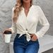 Women's Clothing lace stitching tops wear transparent long sleeved stand up collar cardigan shirt_voghion.com