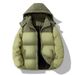 Unisex Color-Block Corduroy Puffer Jacket – Stand Collar Hooded Winter Coat (XS-2XL, Black/Khaki/Green)_voghion.com