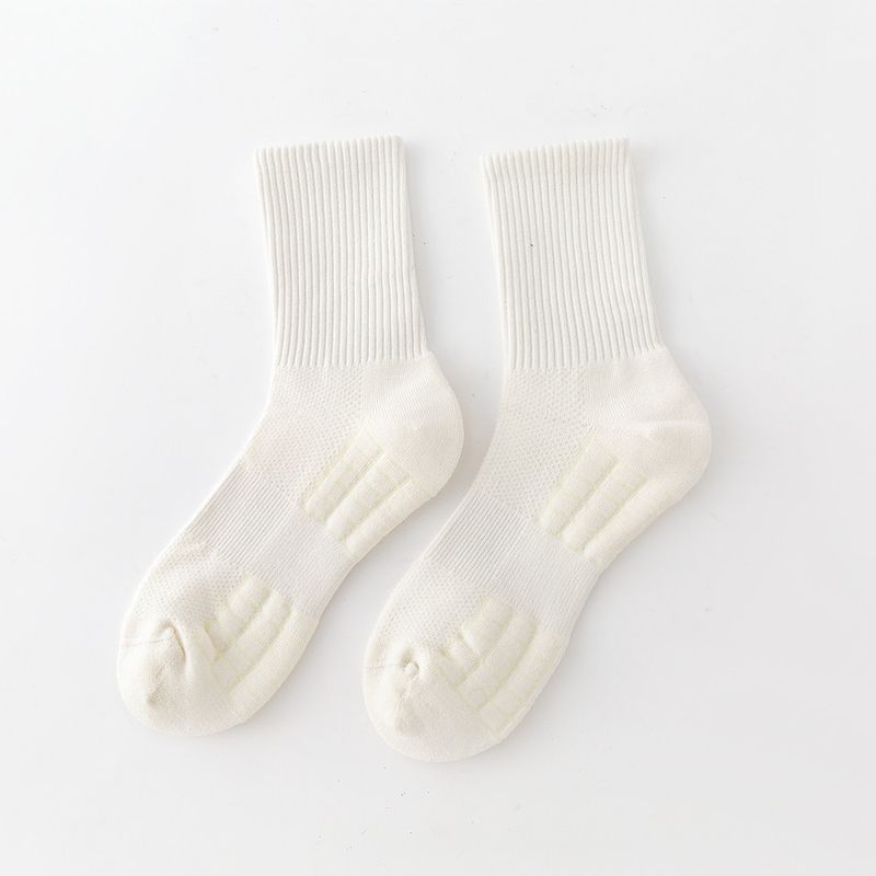 Towel soled spring and summer medium length combed cotton thickened long tube sports basketball socks, men's socks_voghion.com