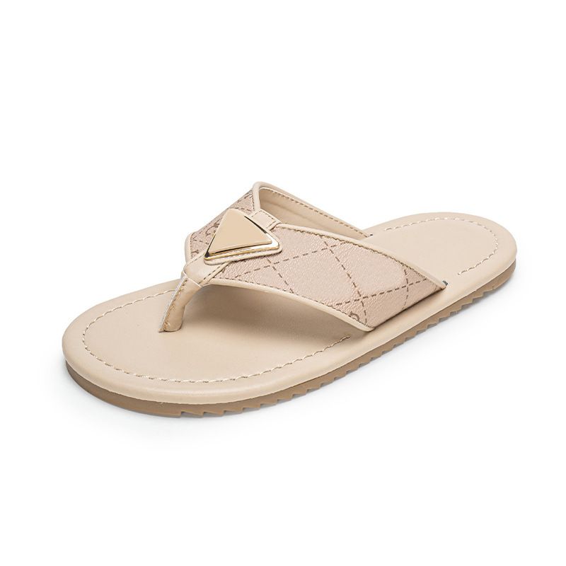 Kvinder hjemmesko sommermode udendørstøj strand klip tå metal spænde flade sandaler slides_voghion.com