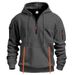 Men's Zip-Up Hooded Sweatshirt – Slim-Fit Sporty Pullover With Functional Pockets For Casual & Active Wear_voghion.com