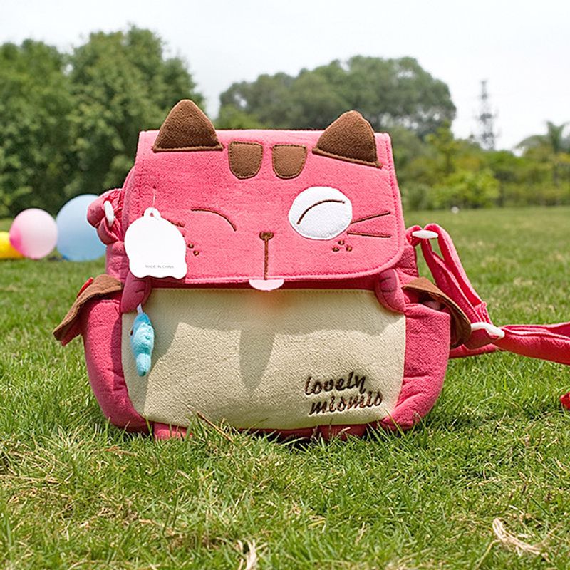 [Love Mio Mio] Embroidered Applique Kids Kitty Shoulder Bag / Swingpack / Travel Bag (8.3*7.5*2.4)_voghion.com
