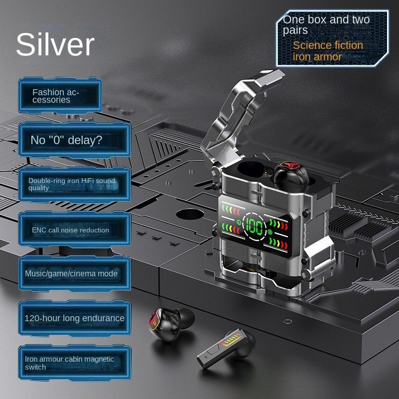 Cross-border New M60 Mecha TWS Bluetooth Headset Game Binaural Wireless Ear Couples 4-ear Earplug_voghion.com