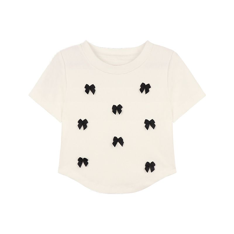 Kids Clothing Niche Bow Sweet Short Slim Short Sleeved T Shirt_voghion.com