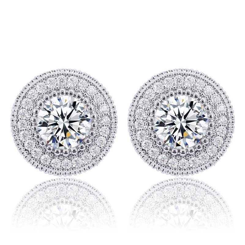 Orecchini alla moda popolari in argento Sterling con zirconi rotondi e pieni, stile Hip Hop, per uomini e donne._voghion.com