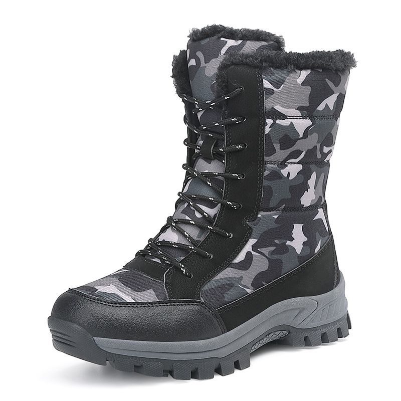 New Autumn And Winter Snow Boots With Fleece For Couples, Camouflage For Warmth And Cold Protection, Outdoor Camping, Hiking And Mountaineering Shoes_voghion.com