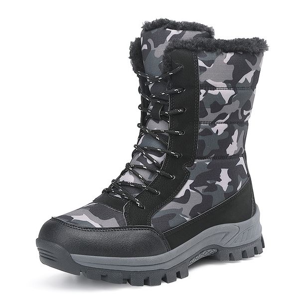 New Autumn And Winter Snow Boots With Fleece For Couples, Camouflage For Warmth And Cold Protection, Outdoor Camping, Hiking And Mountaineering Shoes_voghion.com