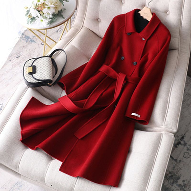 Women's Clothing Cashmere Large Size Slim Coat Women's Medium And Long New Korean Woolen Coat Double Faced Cashmere_voghion.com