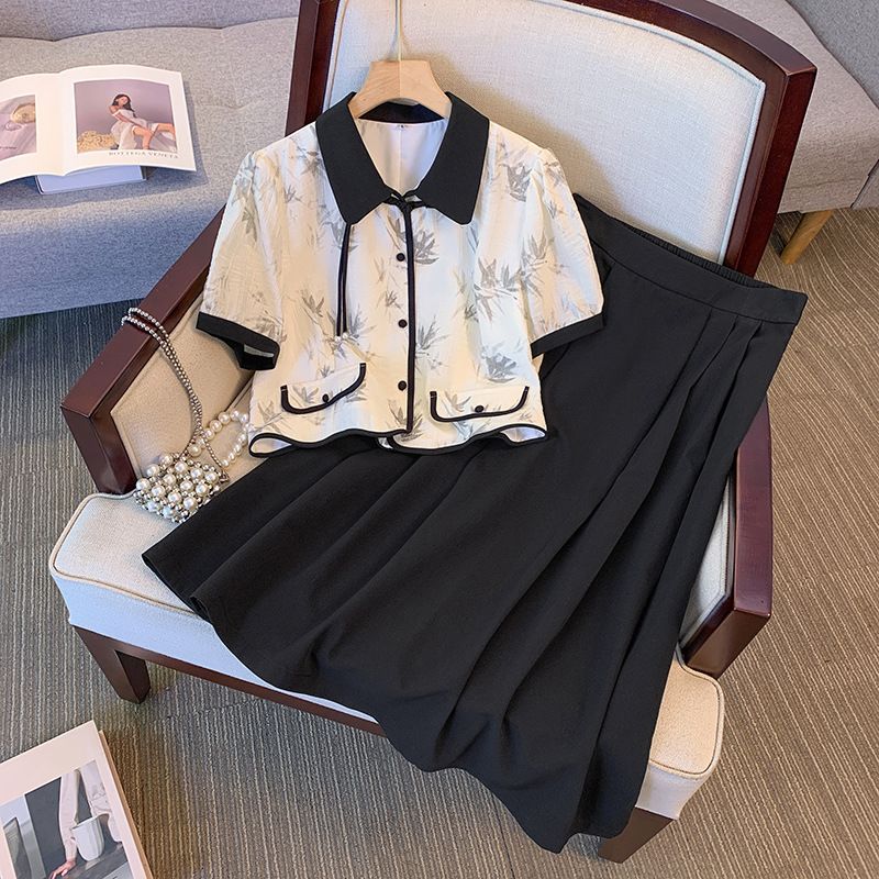Vêtements pour femmes printemps et été, nouveaux vêtements pour femmes de grande taille, tempérament, hauts et jupes slim, ensemble deux pièces_voghion.com