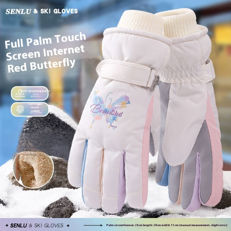 Ski for women in winter, warm and plush, thick touch screen, outdoor cycling, electric bike riding, playing with snow,_voghion.com